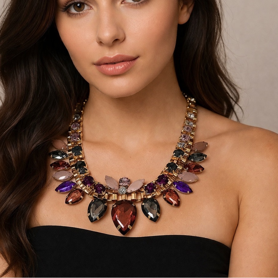 Cra New York Multicolor Statement Gemstone Necklace (Br1313/4)